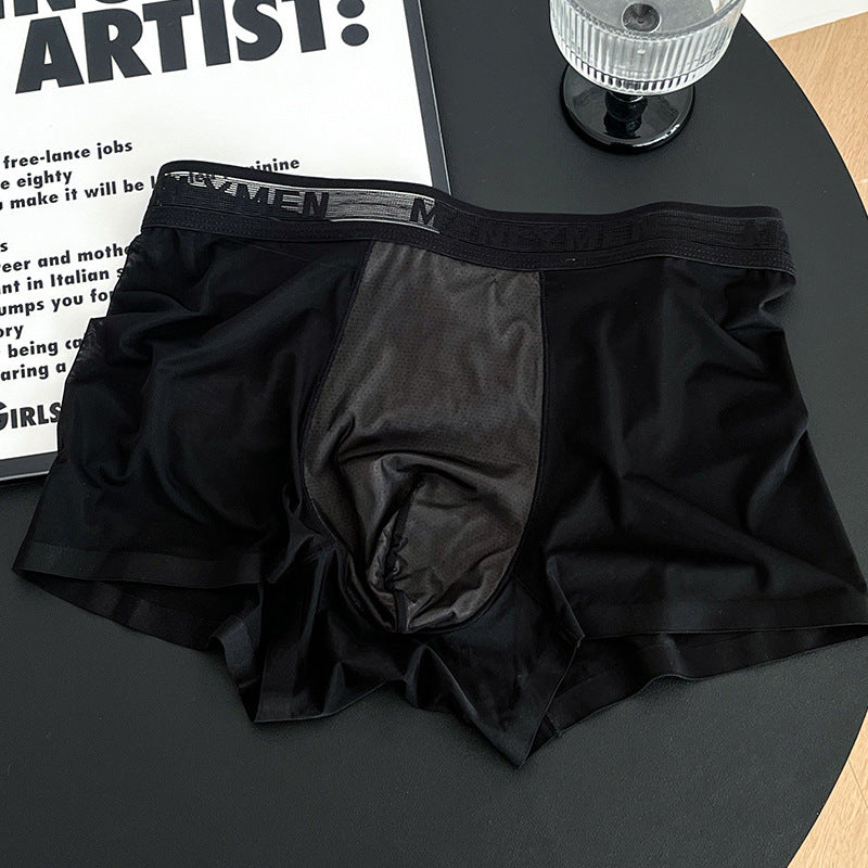 luu434-Men's breathable ice silk mesh boxer briefs