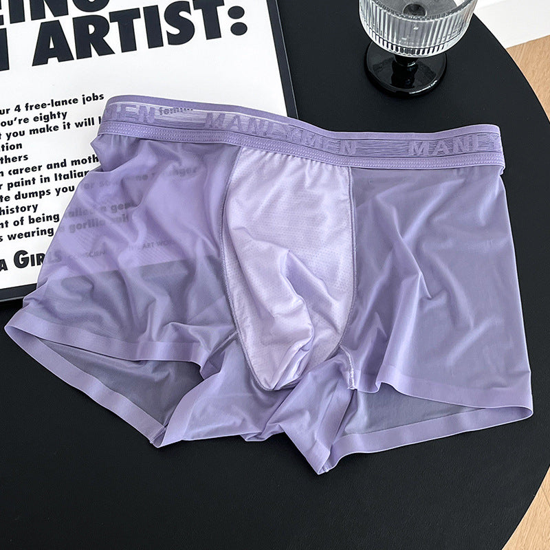 luu434-Men's breathable ice silk mesh boxer briefs