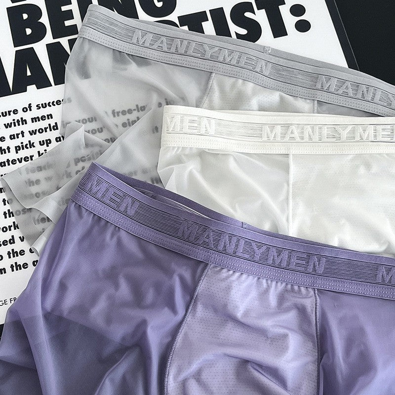 luu434-Men's breathable ice silk mesh boxer briefs