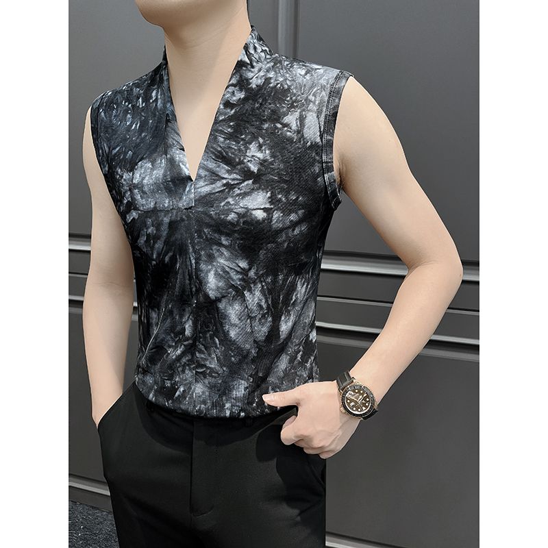 luu451-Men's summer V-neck sports sleeveless vest