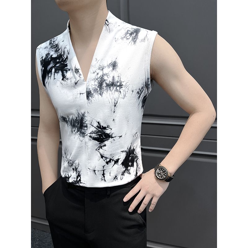 luu451-Men's summer V-neck sports sleeveless vest