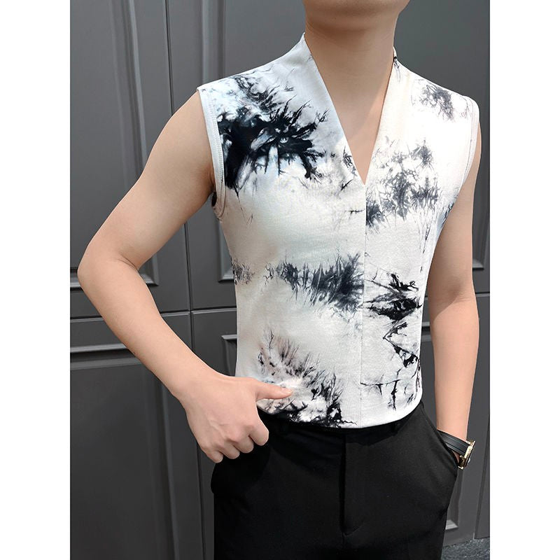 luu451-Men's summer V-neck sports sleeveless vest