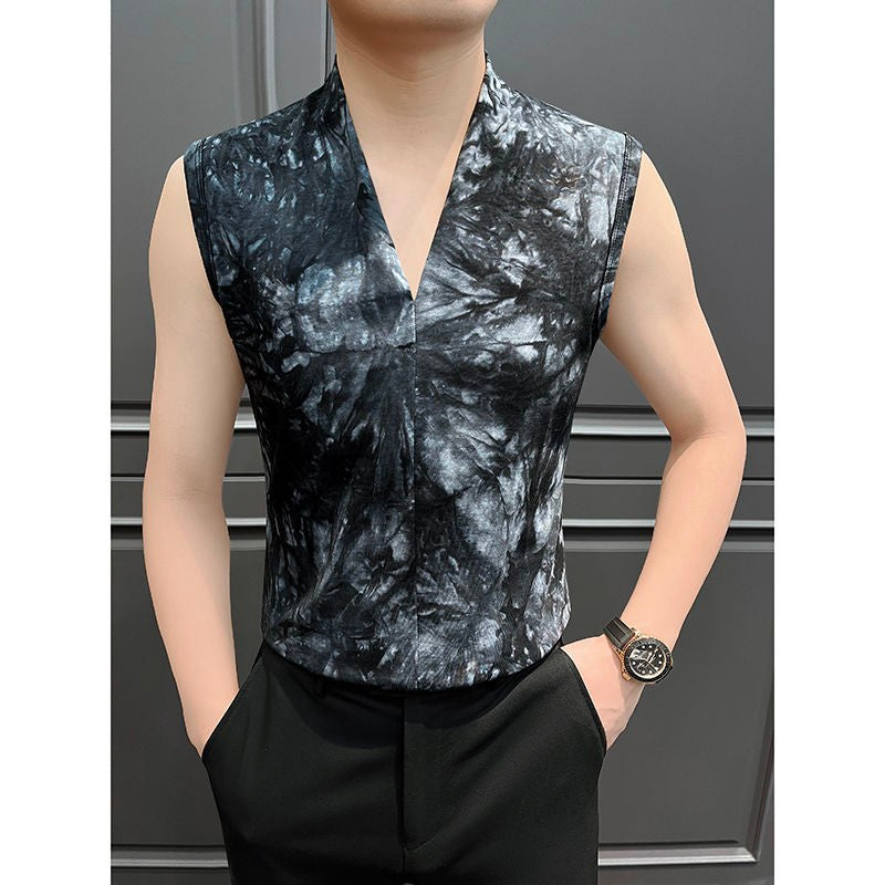 luu451-Men's summer V-neck sports sleeveless vest