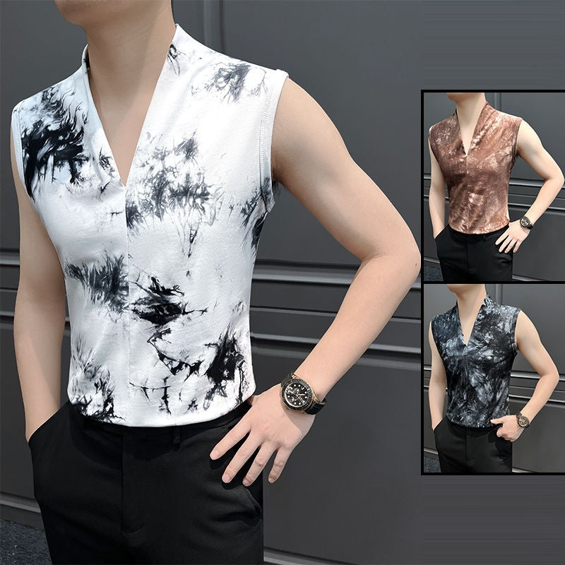 luu451-Men's summer V-neck sports sleeveless vest