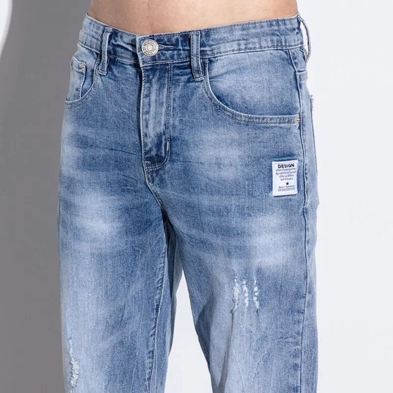 luu456-Men's summer thin nine-point jeans