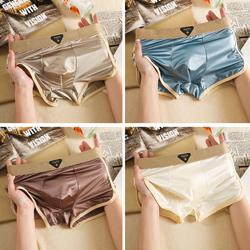 luu486-Summer new light luxury satin ice silk men's underwear