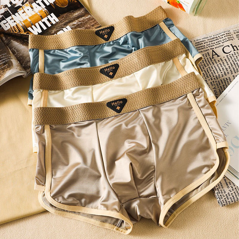 luu486-Summer new light luxury satin ice silk men's underwear