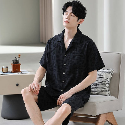 luu466-Men's summer short-sleeved shorts home wear suit