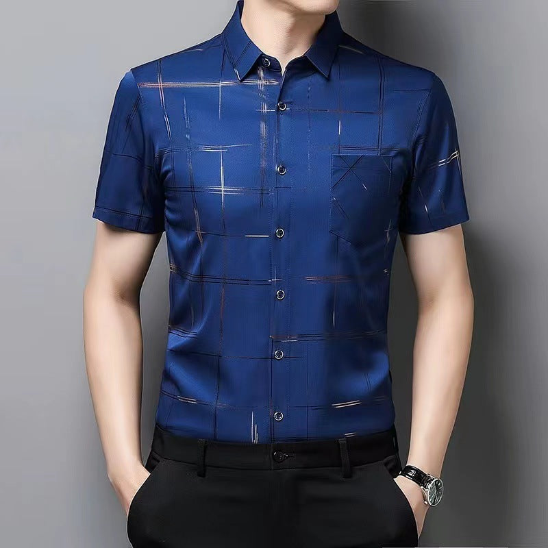 Men's ice silk free ironing floral short sleeves(cm525)
