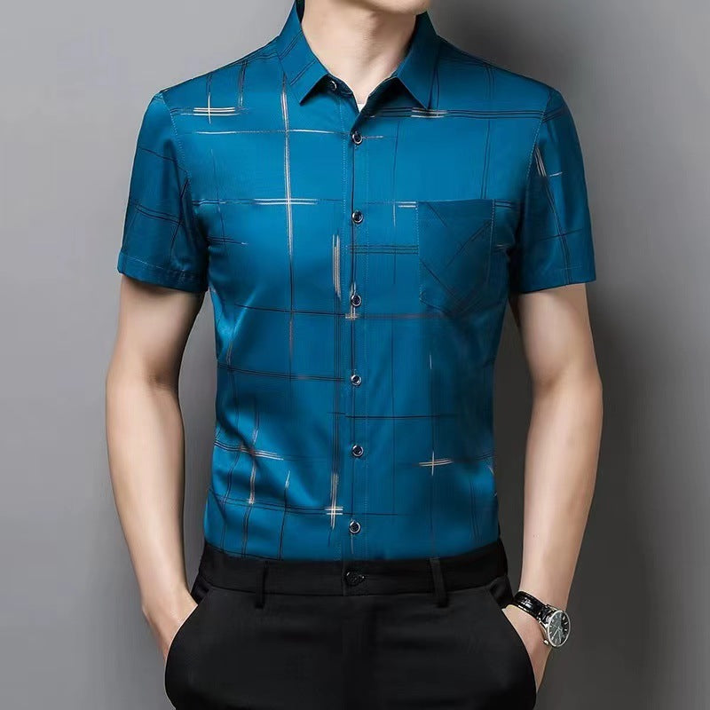 Men's ice silk free ironing floral short sleeves(cm525)