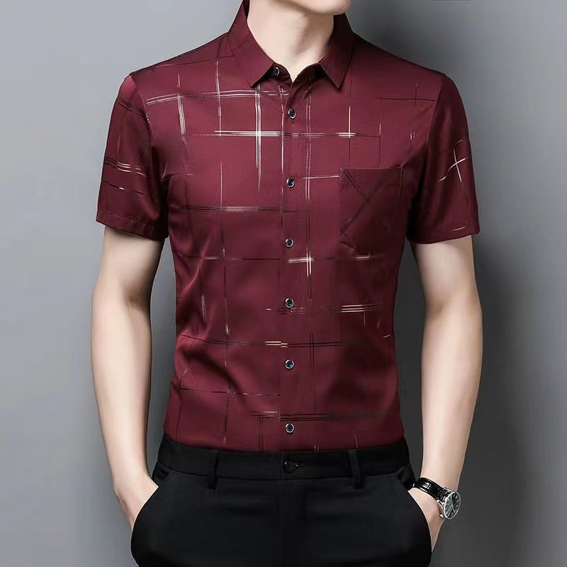 Men's ice silk free ironing floral short sleeves(cm525)