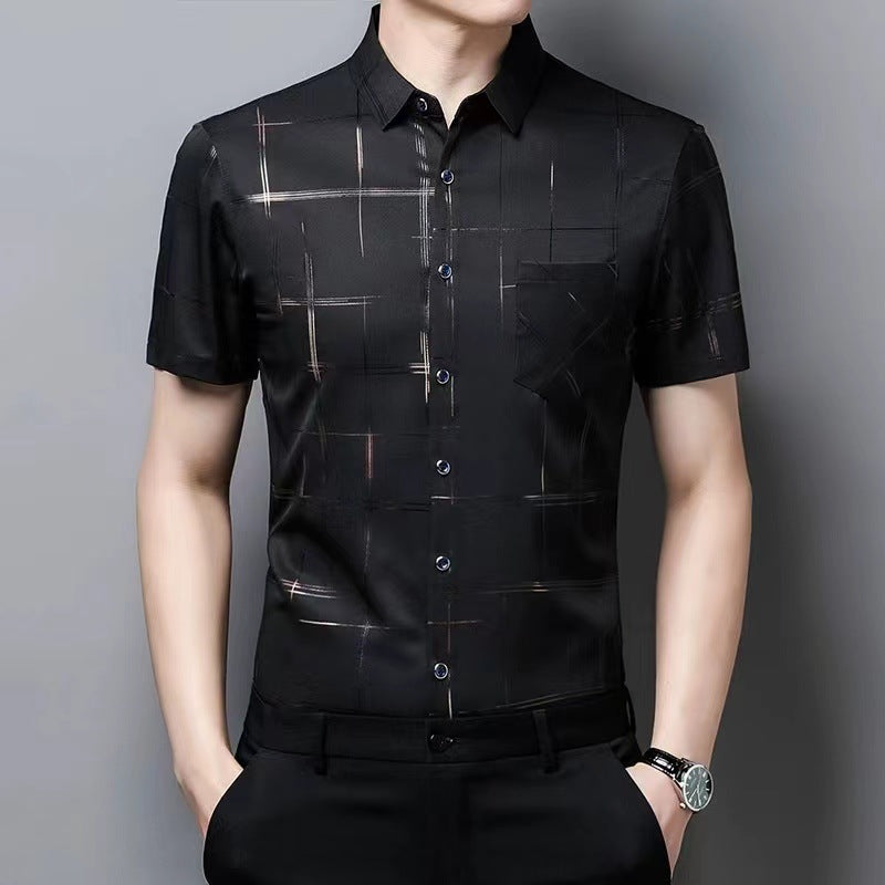 Men's ice silk free ironing floral short sleeves(cm525)