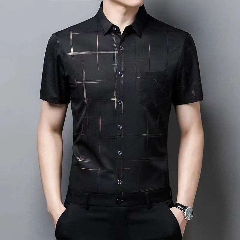 Men's ice silk free ironing floral short sleeves(cm525)