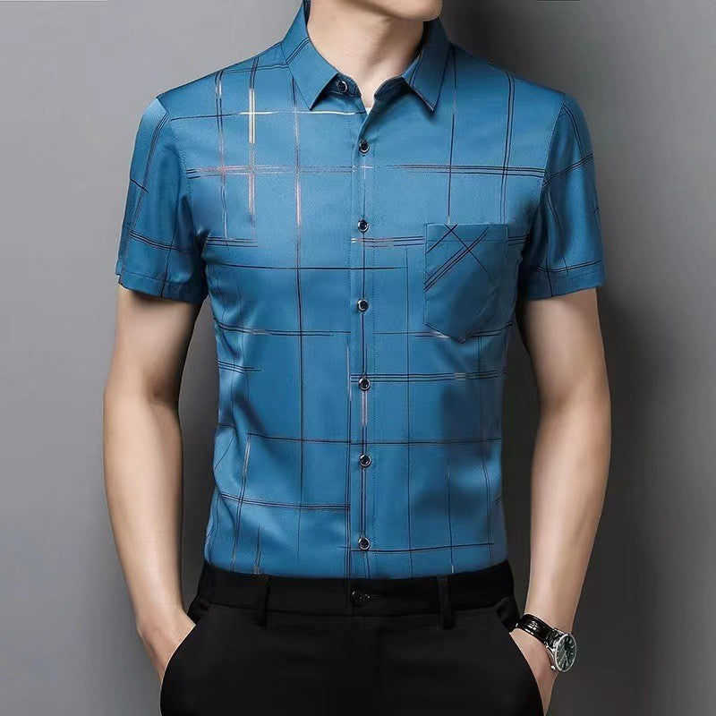 Men's ice silk free ironing floral short sleeves(cm525)