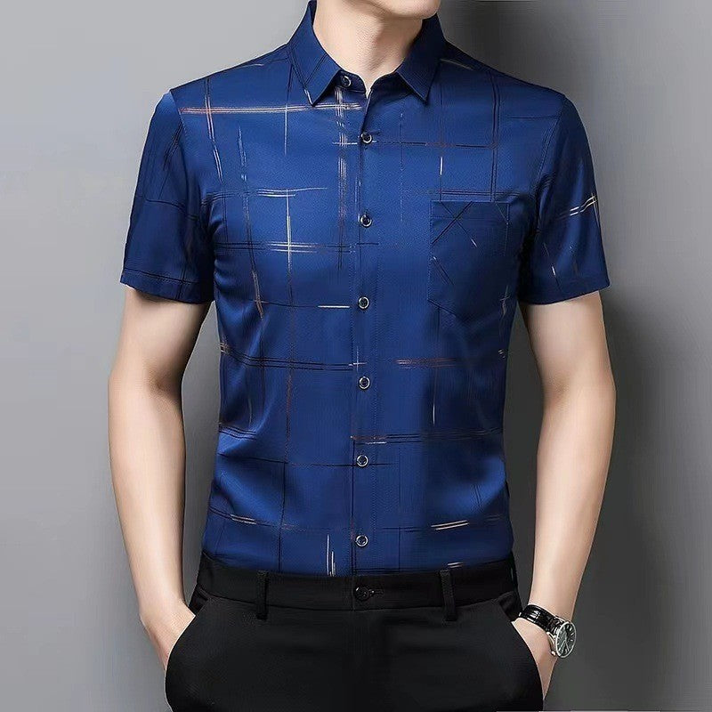Men's ice silk free ironing floral short sleeves(cm525)