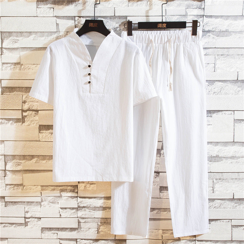 Men's summer thin retro cotton and linen suit(cm530)