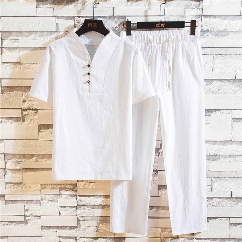 Men's summer thin retro cotton and linen suit(cm530)