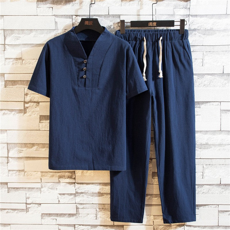 Men's summer thin retro cotton and linen suit(cm530)