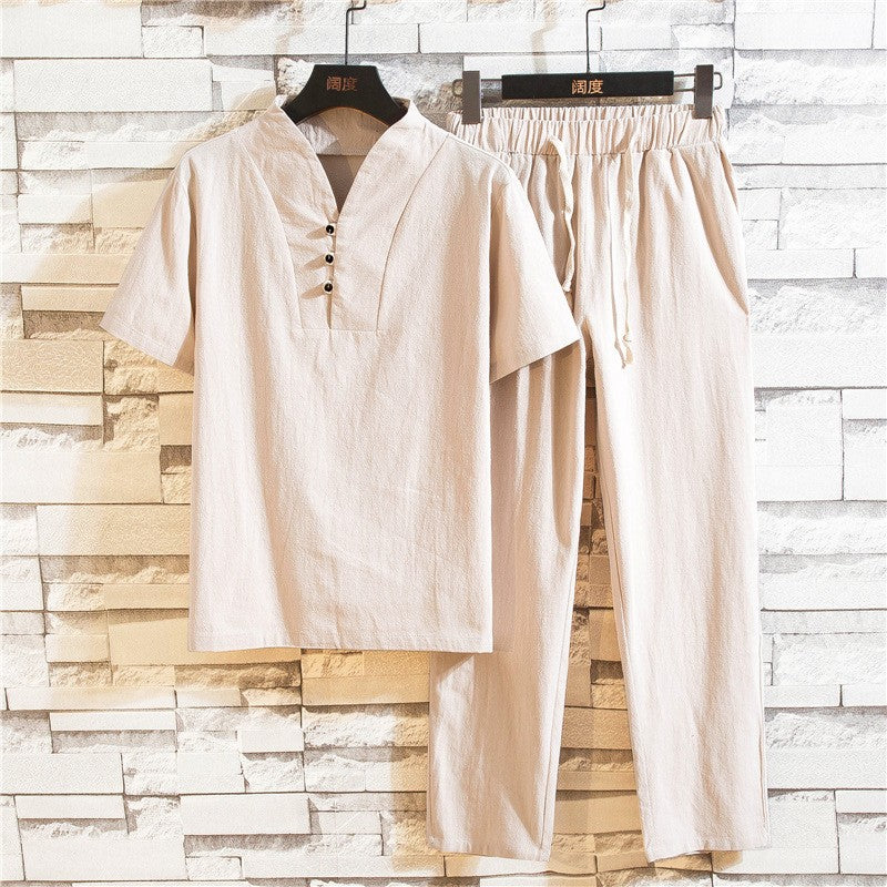 Men's summer thin retro cotton and linen suit(cm530)