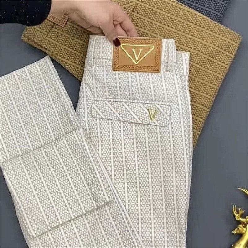 Men's summer high-end slim straight casual pants(you417)