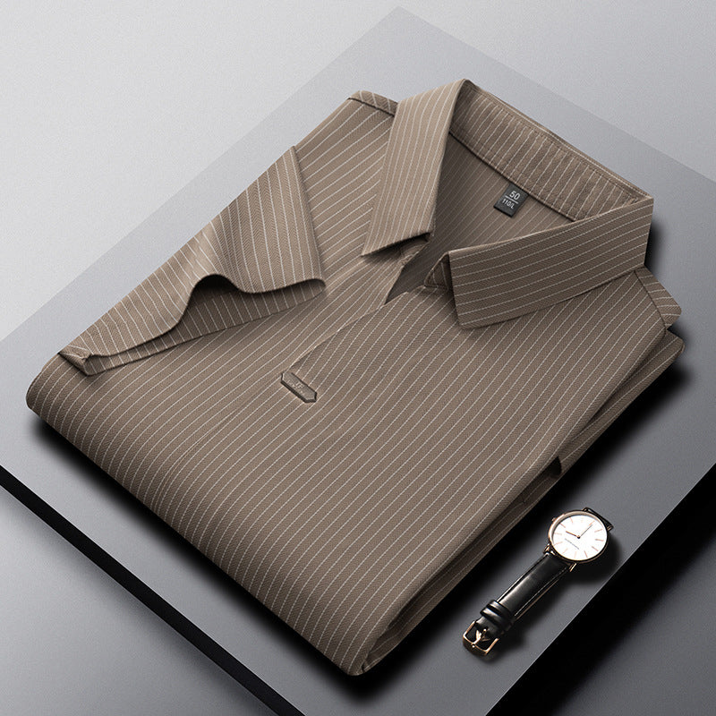luu471-Men's Summer Business Striped Short Sleeve POLO Shirt
