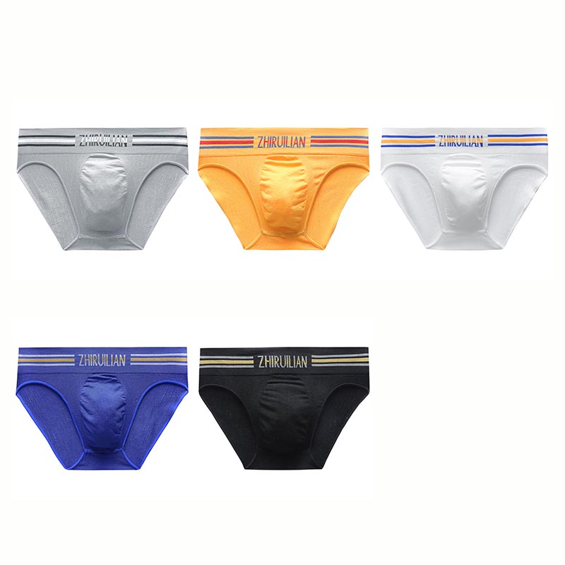 luu490-Men's color striped letter sports comfortable briefs
