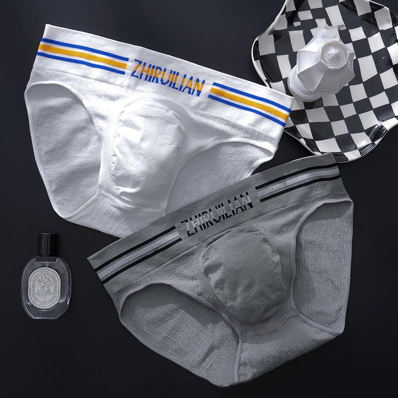 luu490-Men's color striped letter sports comfortable briefs