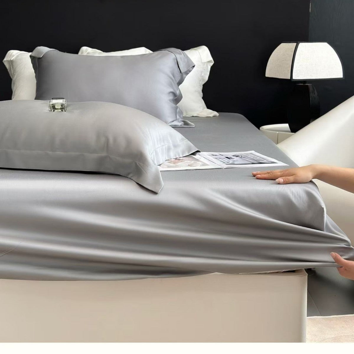 Summer simple cool ice silk bed sheet quilt cover(you416)
