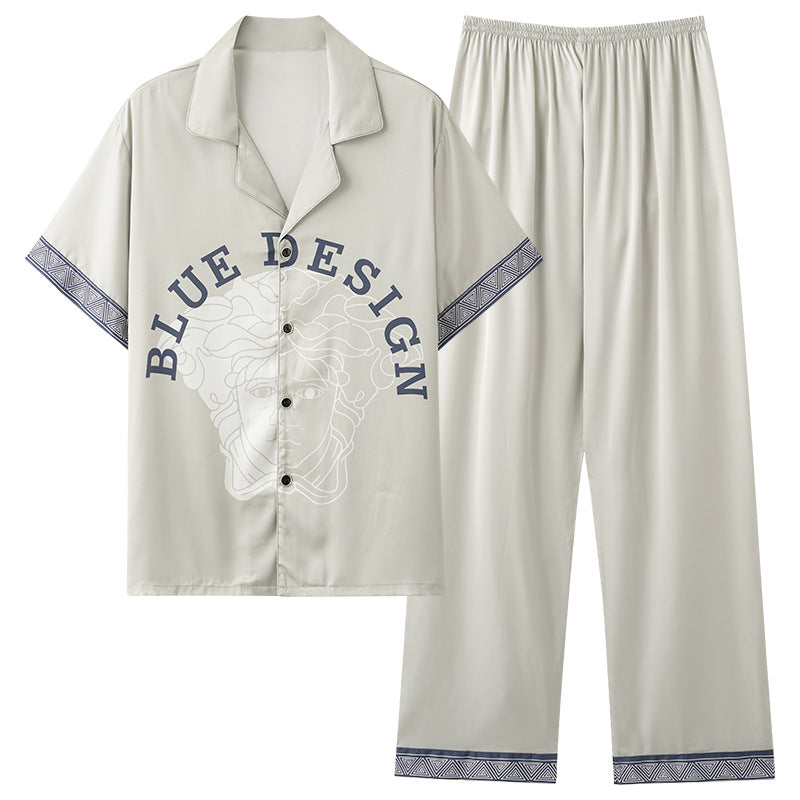 luu480-Men's summer short-sleeved trousers casual home wear suit