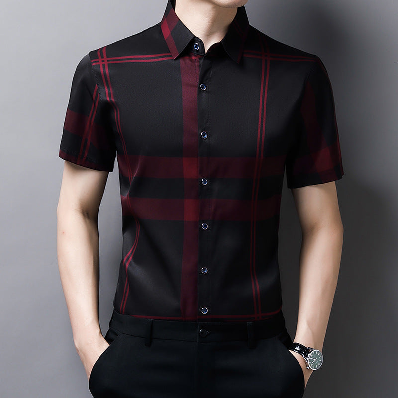 Men's Lapel Thin Casual Short Sleeve Shirt(cm537)