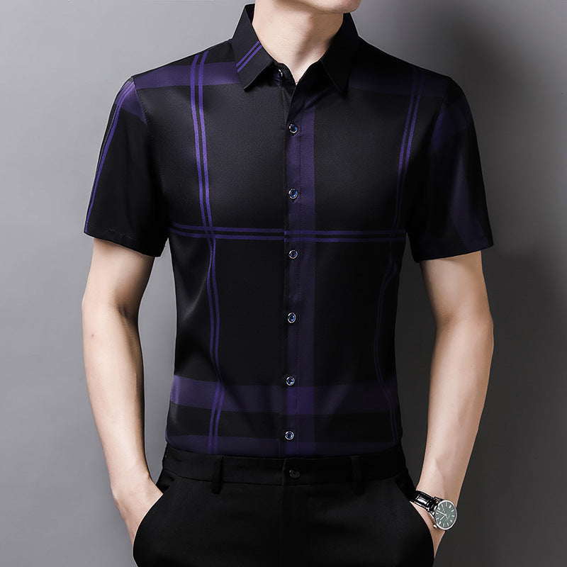 Men's Lapel Thin Casual Short Sleeve Shirt(cm537)