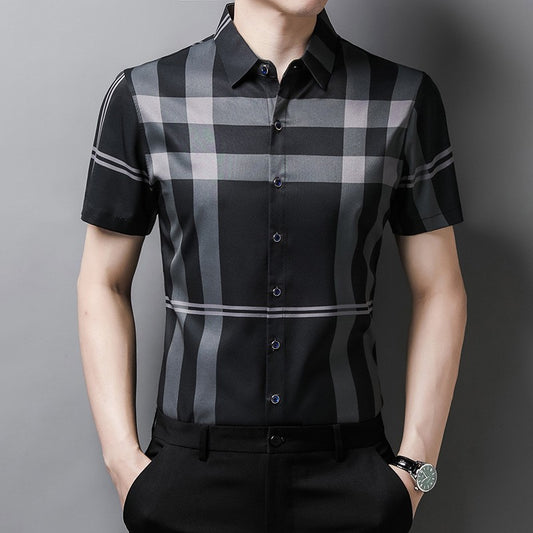Men's Lapel Thin Casual Short Sleeve Shirt(cm537)