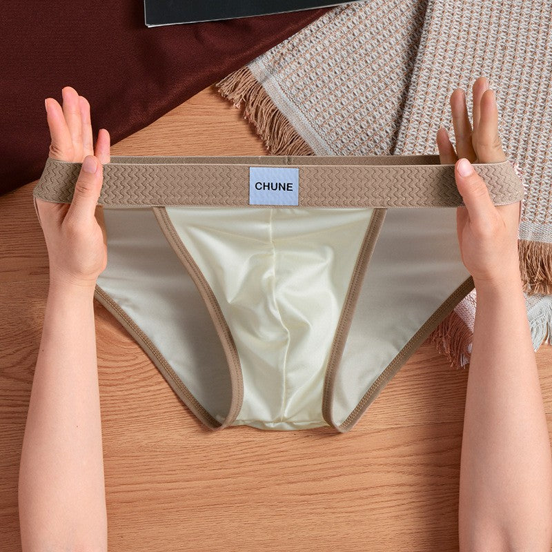 luu484-Men's satin ice silk thin briefs