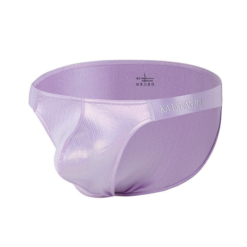 luu485-Men's satin ice silk thin briefs