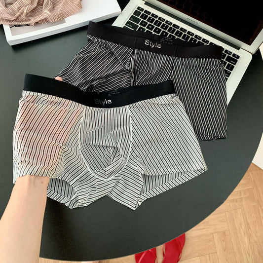 nuu490-(Buy 1 get 2 free)Men's striped 10A antibacterial ice silk underwear