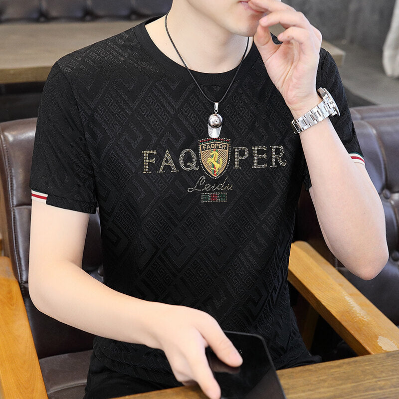 luu493-Men's new creative casual thin T-shirt