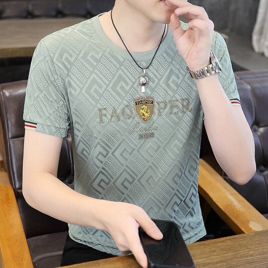 luu493-Men's new creative casual thin T-shirt