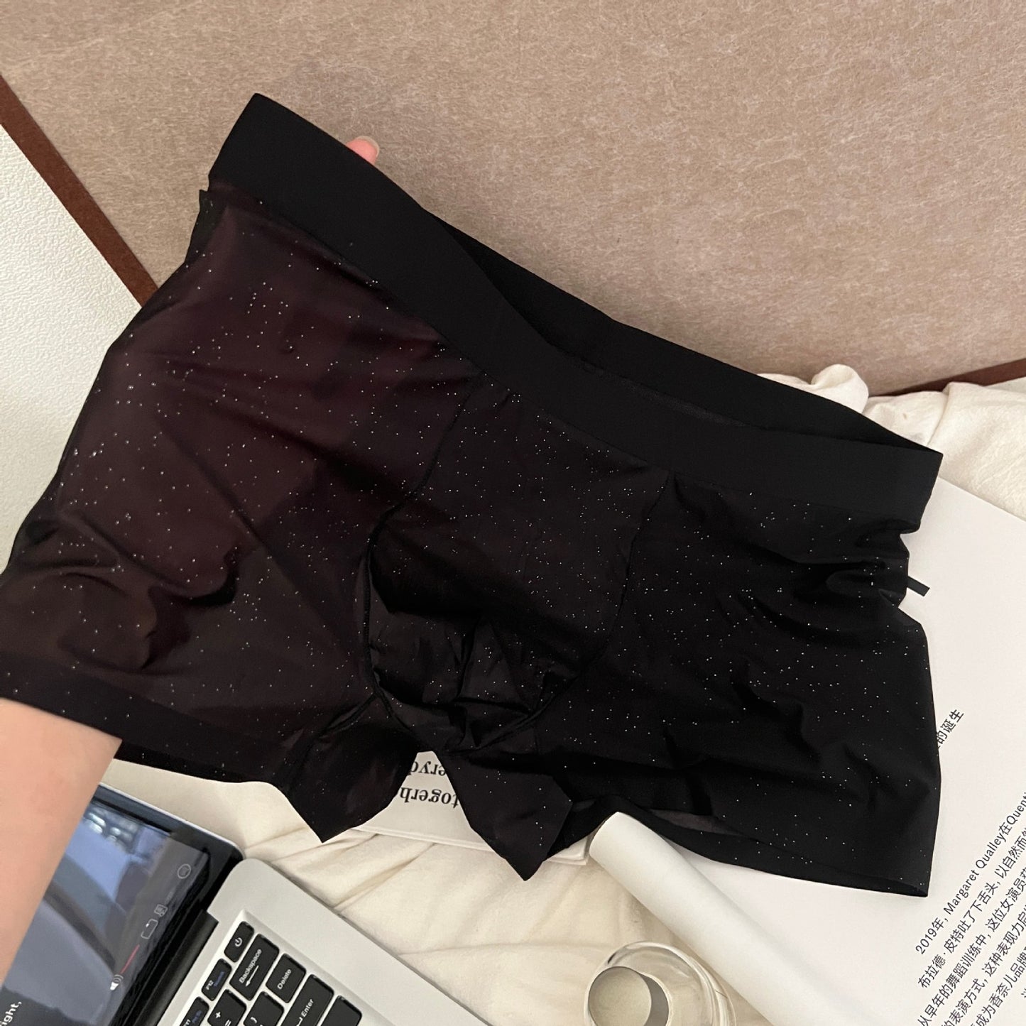 luu491-10A antibacterial transparent ice silk men's underwear
