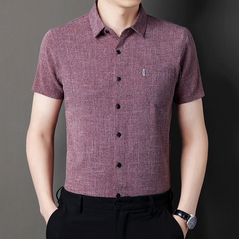 Summer new men's lapel solid color short-sleeved shirt(cm547)