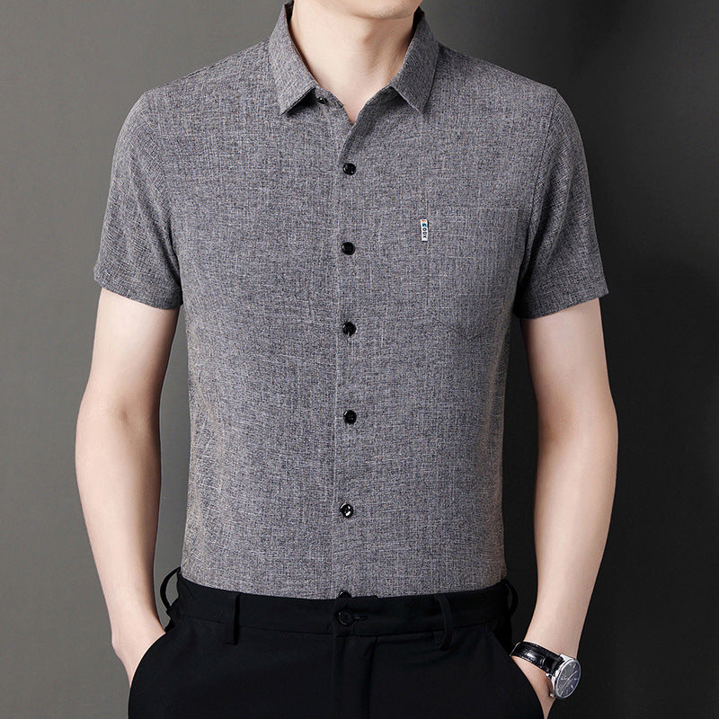 Summer new men's lapel solid color short-sleeved shirt(cm547)