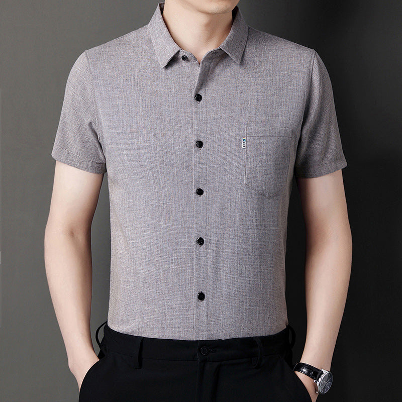 Summer new men's lapel solid color short-sleeved shirt(cm547)