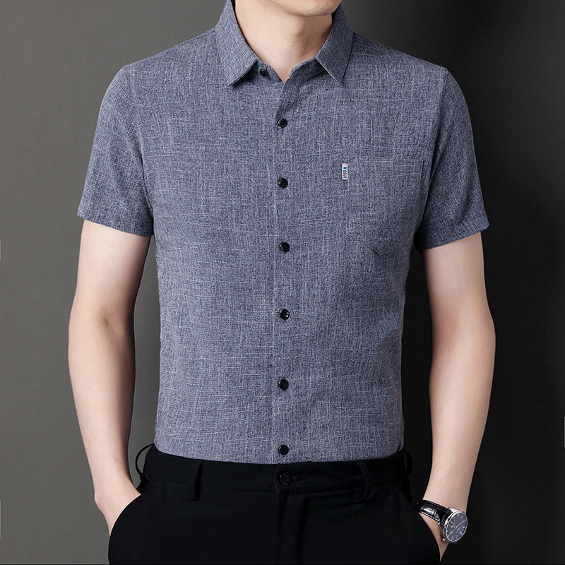 Summer new men's lapel solid color short-sleeved shirt(cm547)