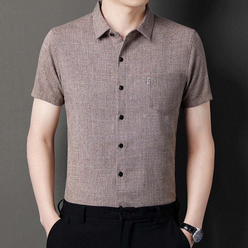 Summer new men's lapel solid color short-sleeved shirt(cm547)