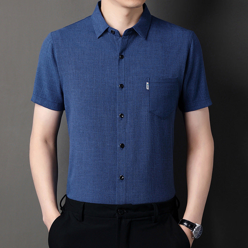 Summer new men's lapel solid color short-sleeved shirt(cm547)