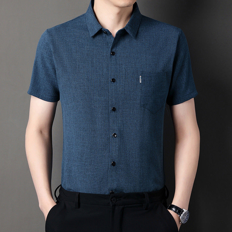 Summer new men's lapel solid color short-sleeved shirt(cm547)