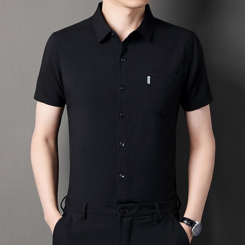 Summer new men's lapel solid color short-sleeved shirt(cm547)