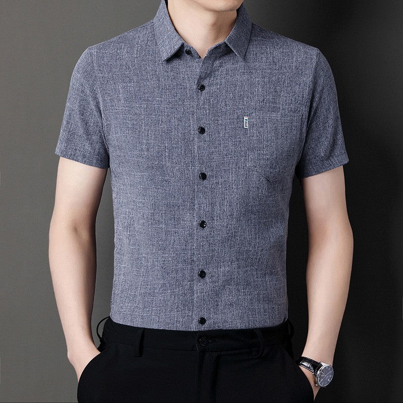 Summer new men's lapel solid color short-sleeved shirt(cm547)