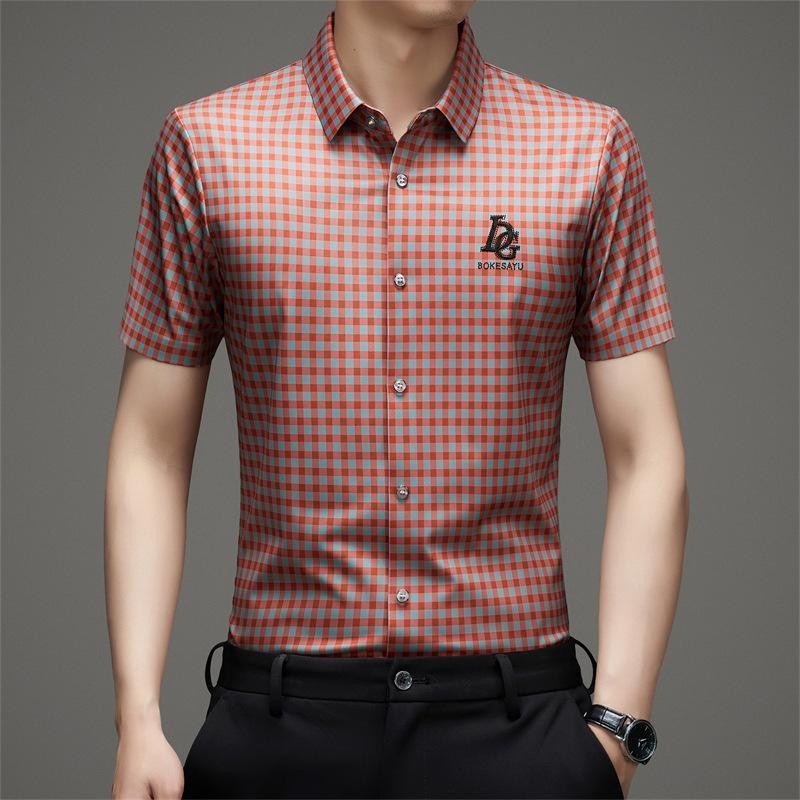 Casual Fashion Short Sleeve Men's Plaid Shirt(cm553)