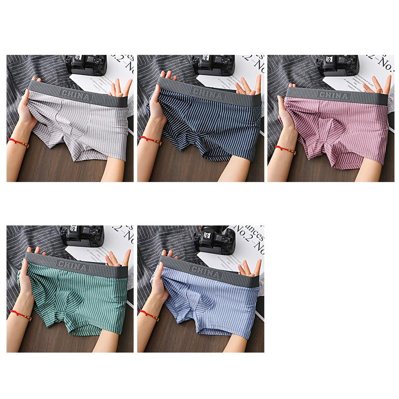5Pcs Men's trendy loose striped boxer briefs(you425)