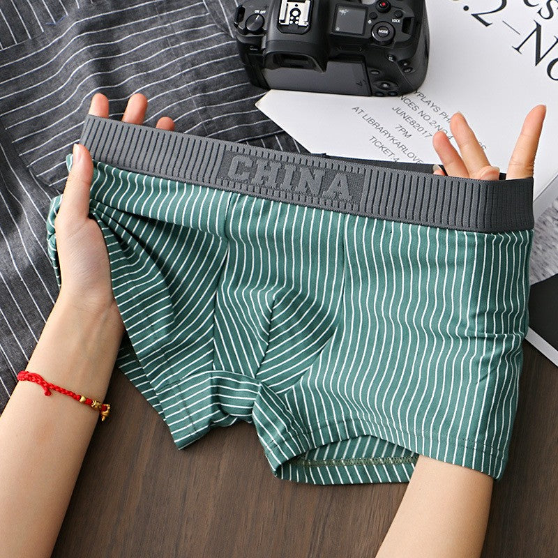 5Pcs Men's trendy loose striped boxer briefs(you425)